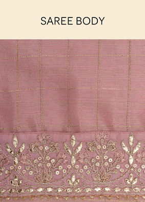 Rose Shadow Pink Saree with Floral Patterned Borders image number 4